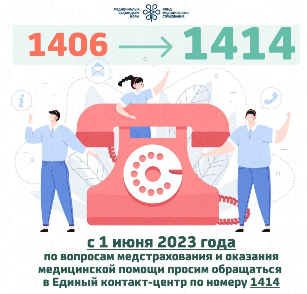 ФСМС сообщает, что с 1 июня 2023 года все консультации 1414, Qoldau 24/7, Telegram-бот